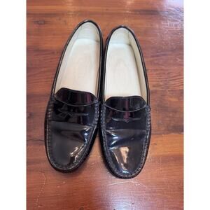 TOD's Driving Loafers Moccasins Black Patent Leather Slip On Shoes Women's Sz 5